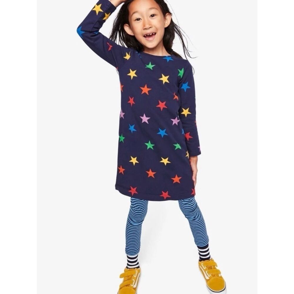 Primary Colorful Star Print Sweatshirt Tunic Dress Sz 6-7